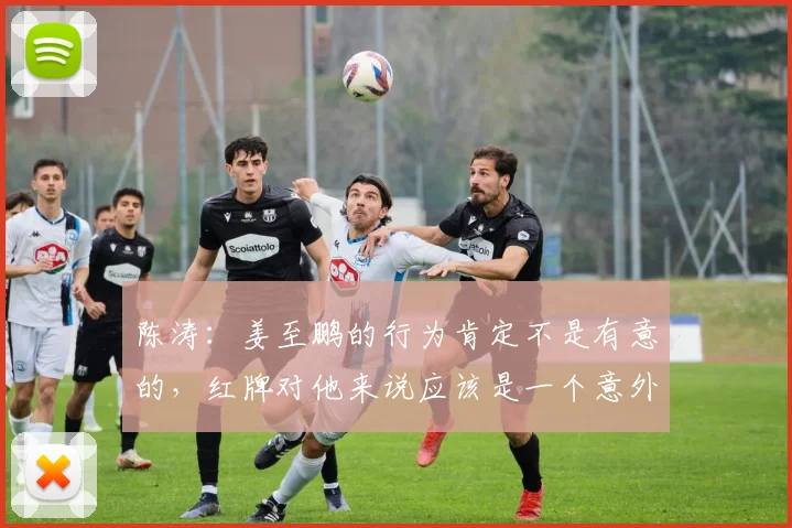 陈涛：姜至鹏的行为肯定不是有意的，红牌对他来说应该是一个意外